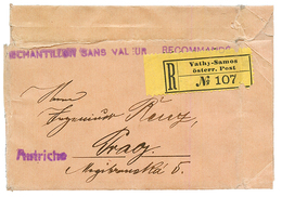 VATHY - REGISTERED WRAPPER : 10p(x2) + 1P Canc. VATHY + ECHANTILLON SANS VALEUR RECOMMANDE In Violet On REGISTERED WRAPP - Eastern Austria