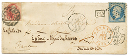 1854 BELGIUM 40c Canc. 16 + OSTENDE + FRANCE 20c Star Cancel On Envelope With Full Text From OSTENDE To PARIS Redirected - Sonstige & Ohne Zuordnung