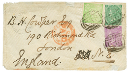 CALLAO PERU : 1872 Mixt GB 1 SHILLING + 6d + PERU 1D Canc. C38 On Envelope From LIMA To ENGLAND. Verso, CALLAO Cds. Scar - Other & Unclassified