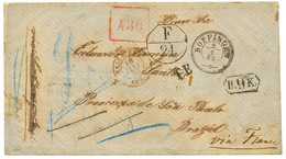 "Destination BRAZIL" : 1865 BOPFINGEN + T.F + Boxed B.9K + Exchange Marking F./21 On Envelope To SAO PAULO (BRAZIL). Sca - Otros & Sin Clasificación