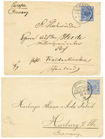 2 Covers : 1891 20pf Canc. SHANGHAI To HARBURG And 1895 20pf Canc. TIENTSIN To GERMANY. Superb. - China (oficinas)