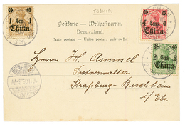 "TSCHIFU" : 1905 1c + 2c + 4c Canc. TSCHIFU On Card To STRASSBURG. Vf. - China (offices)