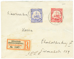 "KILIMATINDE" : 1908 7 1/2h + 15h Canc. KILIMATINDE On REGISTERED Cover To GERMANY. Vvf. - Africa Orientale Tedesca