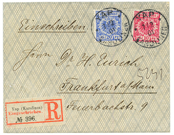 VORLAUFER : 1901 10pf + 20pf Canc. YAP KAROLINEN On REGISTERED Envelope To GERMANY. Vvf. - Isole Caroline