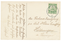 "ANGAUR" : 1910 5pf Canc. ANGAUR PALAU-INSELN On Card (photo) To GERMANY. Superb. - Caroline Islands