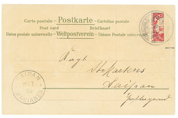 1905 Bisect 10pf Canc. Negativ Cachet PONAPE On Card (GruSS) To SAIPAN MARIANEN. Signed MANSFELD. Vvf. - Islas Carolinas