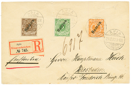 1900 3pf + 5pf + 25pf Canc. APIA SAMOA On REGISTERED Envelope To WIESBADEN. Superb. - Samoa