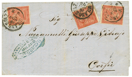 "PRINTED MATTER To IONIAN ISLANDS" : 1876 2c(x3) Canc. MILANO On Cover To CORFU. Scarce. Vf. - Sin Clasificación