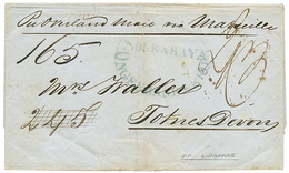 NETHERLAND INDIES Via SINGAPORE To ENGLAND : 1852 SOURABAYA In Blue + "165" Tax Marking On Entire Letter To TOTNESDEVON. - India Holandeses