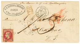 1869 FRANCE 80c On Envelope From PARIS + AFFR. INSUFF. + "/5" Tax Marking To CURACAO With Superb Arrival Cds. Scarce. Vv - Curazao, Antillas Holandesas, Aruba