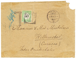 CURACAO : 1894 50c POSTAGE DUE Canc. CURACAO On Unstanped Envelope From THUN (SWITZERLAND). Tear At Right. Scarce. Vf. - Curazao, Antillas Holandesas, Aruba