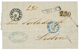 SWEDEN : 1869 STOCKHOLM + Rare Exchange Marking F./45 + "230" Tax Marking On Entire Letter From STOCKHOLM To LISBON (POU - Otros & Sin Clasificación