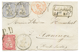 1872 10c + 30c(x2) Canc. GENEVE + Boxed CHARGE + SUISSE BONNEVILLE Red On Envelope To TANINGE. Vf. - Other & Unclassified