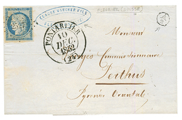 Stamp From FRANCE Used In SWITZERLAND" " : 1852 FRANCE 25c CERES With 4 Large Margins Canc. PC 2527 + T.13 PONTARLIER +  - Otros & Sin Clasificación