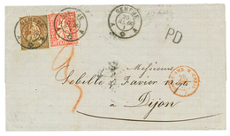 1866 30c Red + 60c BRONZE Canc. GENEVE + SUISSE AMB. M-CENIS Red On Cover To DIJON. RENGGLI Certificate. Vf. - Other & Unclassified