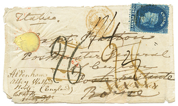 CEYLON To ROMA : 1865 1d + TAX Marking On Envelope (fault) To ROMA ITALY Redirected To ENGLAND. Verso, ROMA/ VIA DI MARE - Ceilán (...-1947)