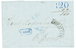 1844 GIBRALTAR + Boxed P.BRIT + "120+ 40 = 160" Tax Marking On Entire Letter To PORTUGAL. Superb. - Gibraltar