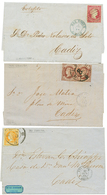 1856 / 62 Lot 3 Entire Letters From GIBRALTAR With SPAIN 4c Red, 4c Yellow And 4c Brown (x2). Vvf. - Gibraltar