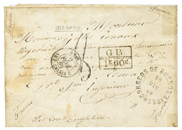 "BRAZIL Via ARGENTINA : 1859 CORREOS DE BUENOS AIRES + GB/1F60c + "8" Tax Marking On Entire Letter Datelined "BAHIA" To  - Otros & Sin Clasificación