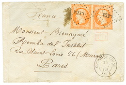 CHINA - French Expedition : 1860 FRANCE 40c(x2) Canc. CECA + CORPS EXP. CHINE Bau A On Envelope To PARIS. Small Faults B - Otros & Sin Clasificación