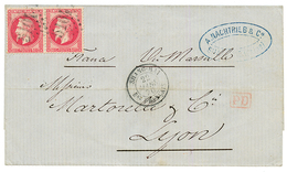 CHINA - French P.O : 1870 FRANCE 80c(x2) Canc. GC 5104 + SHANG-HAI Bau FRANCAIS On Entire Letter To LYON. Vvf. - Other & Unclassified
