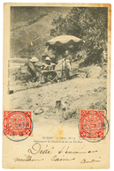 YUNNAN : 1908 2c(x2) Canc. MENGTSZ + Chinese Cachet + LAO-KAY TONKIN On Card To FRANCE. Vvf. - Other & Unclassified