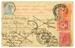 "Around The World ..." : 1900 ENGLAND P./Stat 1d Redirected With HONG-KONG 2c + VICTORIA 1d+ BRAZIL 100R. Vvf. - Otros & Sin Clasificación