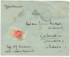 1911 4g Canc. ADDIS-ABABA POSTES (french Type) On REGISTERED Envelope To SWITZERLAND. Scarce. Vvf. - Ethiopia