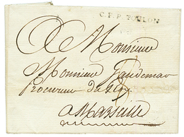 HAITI : 1786 Extremely Rare French Maritime Entry Mark C.F.P TOULON On Entire Letter From CAYES To MARSEILLE. Rare Exhib - Haiti