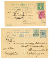 2 Covers : 1892 STRAITS SETTLEMENTS P./Stat. TWO CENTS On 3c + ONE CENT On 8c Canc. PENANG To GERMANY And 1893 STRAITS S - Other & Unclassified