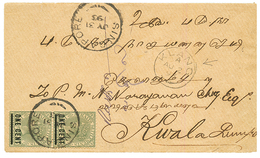 "KLANG" : 1893 STRAITS SETTLEMENTS ONE CENT On 8c(x2) Canc. SINGAPORE + KLANG Cds On Cover To KUALA LUMPUR. Vf. - Otros & Sin Clasificación