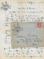 1912 - ENVELOPPE + LETTRE PUB DECOREE (HOTEL DE L'EPEE) à QUIMPER (FINISTERE) - Covers & Documents