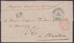 BELGIQUE LETTRE DATE DE BRUXELLES VERS MANTONE LOMBARDIE (DD) DC-4008 - 1830-1849 (Belgique Indépendante)