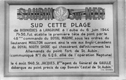 14-SAINT-AUBIN-SUR-MER- PLAQUE COMMEMORATIVE- SUR CETTE PLAGE : - Saint Aubin