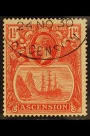 1924-33 1½d Rose-red TORN FLAG Variety, SG 12b, Superb Used With Fully Dated Oval "Registered / Ascension" Postmark, Ver - Ascension (Ile De L')