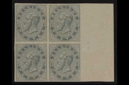 1883 IMPERF BLOCK OF 4. 20c Blue-grey IMPERF (SG 64, COB 39, Michel 36), Fine Mint Marginal BLOCK Of 4, Lower Stamps Are - Other & Unclassified