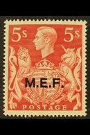 MIDDLE EASTERN FORCES 1943 5s Red Geo VI Ovptd "MEF", Showing The Variety "Positional T On Kings Head", Commonwealth Spe - Italienisch Ost-Afrika
