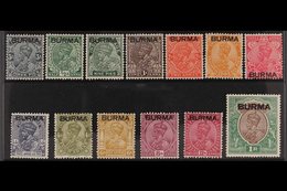 1937 KGV India Stamps Overprinted Set To 1r, SG 1/13, Fine Mint. (13 Stamps) For More Images, Please Visit Http://www.sa - Birma (...-1947)