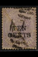 1885 10c On 16c Pale Violet Wmk CC Surcharge, SG 161, Used With Numeral Postmark, Lightened Pen Stroke, Light Creases, V - Ceilán (...-1947)