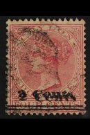 1888-90 2c On 4c Rose SURCHARGE DOUBLE Variety, SG 207b, Used. For More Images, Please Visit Http://www.sandafayre.com/i - Ceylan (...-1947)