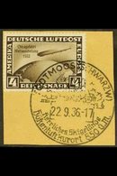 1933 4m Sepia Air Graf Zeppelin Chicago Flight Overprint (Michel 498, SG 512), Superb Used On Piece, Very Fresh. For Mor - Other & Unclassified