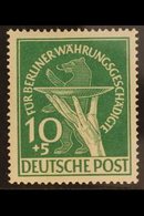 1949 10pf Green Berlin Relief Fund PLATE FLAW, Michel 68 II, Never Hinged Mint, Fresh & Scarce. For More Images, Please  - Sonstige & Ohne Zuordnung