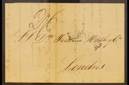 1839 (30th June) E/L To London Bearing A Manuscript Charge Of 2s6d, Curved Boxed Gibraltar, A London Triple Arc Receivin - Gibilterra