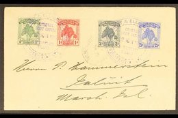 1912 (12 March) An Attractive And Neat Envelope To Jaluit, Marshall Is, Bearing Pandanus Pine Set, SG 8/11, Tied Large T - Islas Gilbert Y Ellice (...-1979)