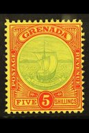 1908-11 5s Green And Red On Yellow Badge, SG 88, Fine Mint.  For More Images, Please Visit Http://www.sandafayre.com/ite - Granada (...-1974)