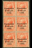 1922-23 SAORSTAT 1d Scarlet, Vertical Block Of Six, One Showing Accent And "at" Inserted, SG 53d, Hib. T48f, Fine Mint,  - Other & Unclassified