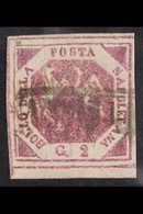 NAPLES 1859 - 61 2gr Violet, Type II, POSTAL FORGERY, Sass. F2b, Very Fine Used. For More Images, Please Visit Http://ww - Ohne Zuordnung