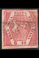 NAPLES 1859 - 61 10gr Lilac Carmine, Type V, POSTAL FORGERY, Sass F7, Very Fine Used. Signed A. Diena. For More Images,  - Sin Clasificación