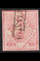 NAPLES 1859 - 61 20gr Carmine, Type V, POSTAL FORGERY, Sass F12, Very Fine Used. Signed Matl. For More Images, Please Vi - Sin Clasificación