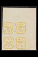 PARMA FORGERIES. 1859 80c Yellow Ochre (as Sassone 18) Corner Block Of 4 On Gummed Paper, Fine Mint (4 Stamps) For More  - Unclassified